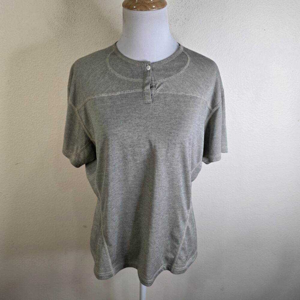 Mountain Hardware Women's Beige Short Sleeve Tunic Shirt Size Medium Striped